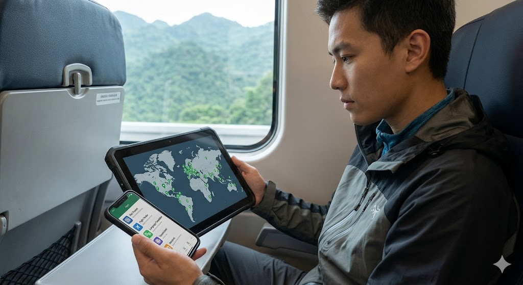 A digital map showing real-time updates of visa status and your next flights is non-negotiable