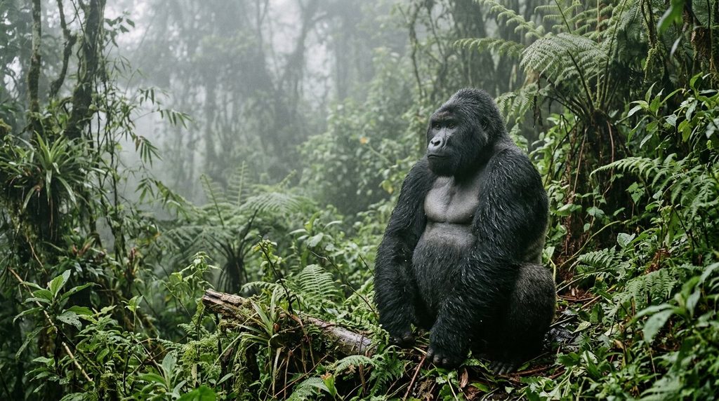 Mountain gorilla in Bwindi Impenetrable Forest Uganda, cheapest gorilla trekking in Africa